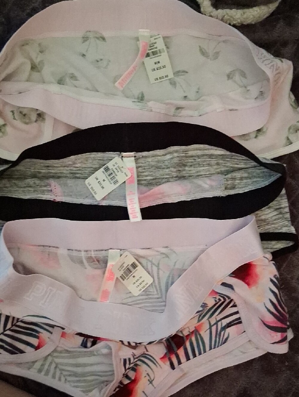 PINK Victoria's Secret Mixed-Print Boyshort Panty Trio - White, Black, Multi - Picture 3 of 6